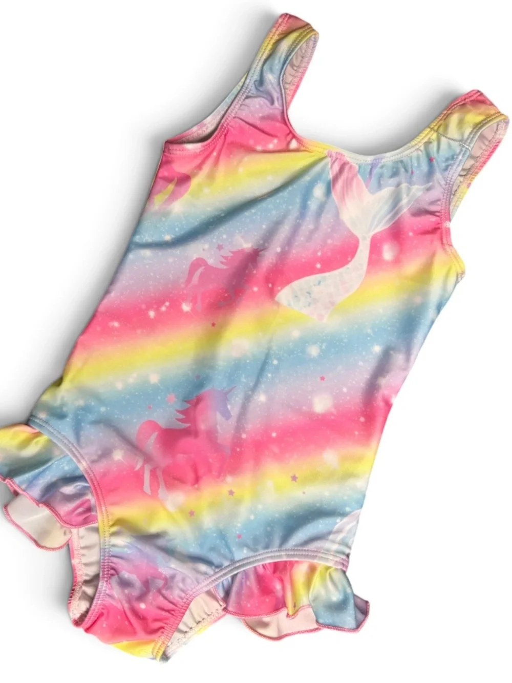 NWT Girls Unicorn Mermaid Swimsuit 4T/5T Rainbow One Piece Swim